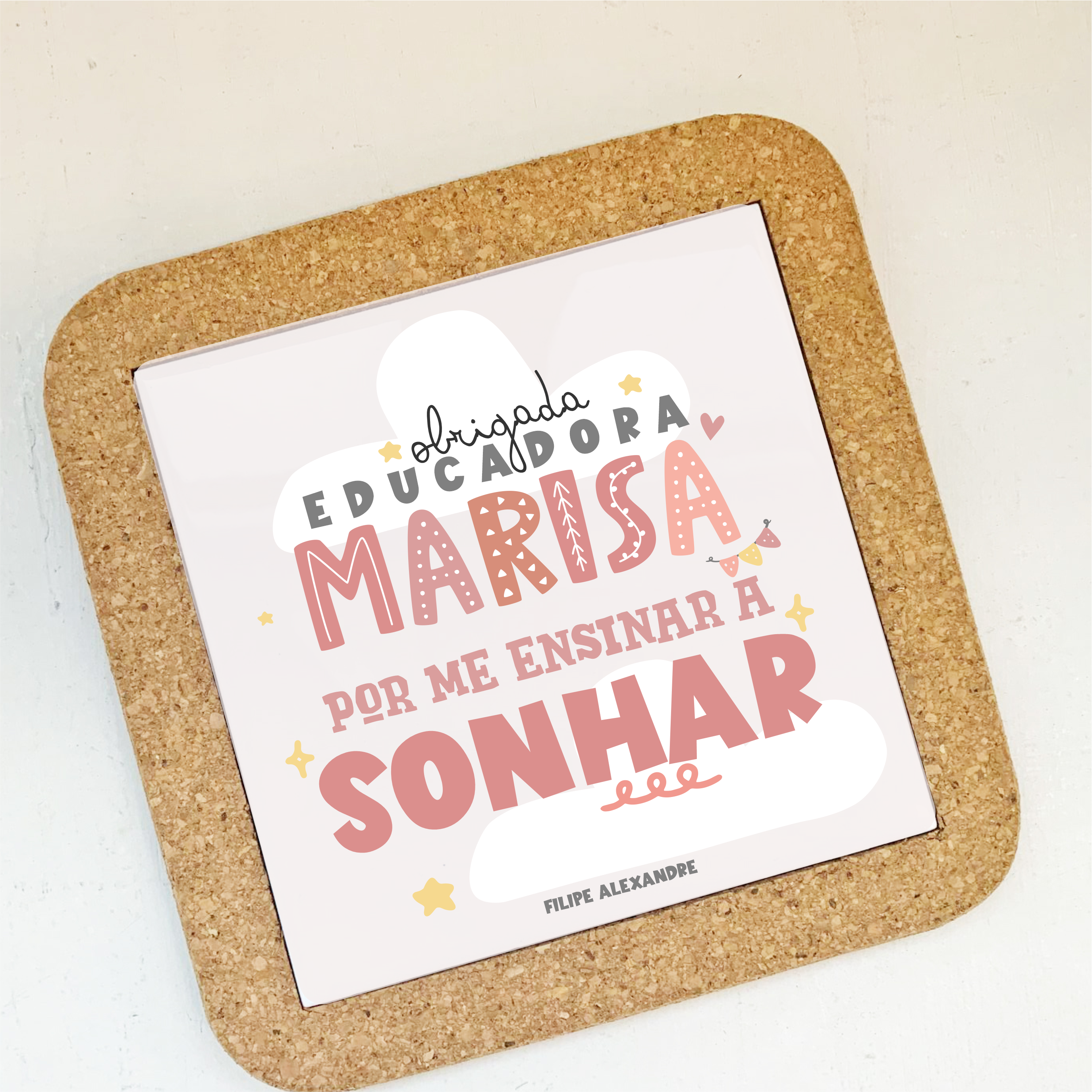 Base de cortiça com azulejo
