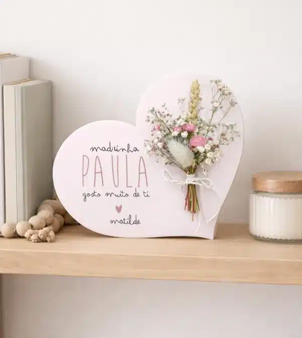 Coração madrinha com flores