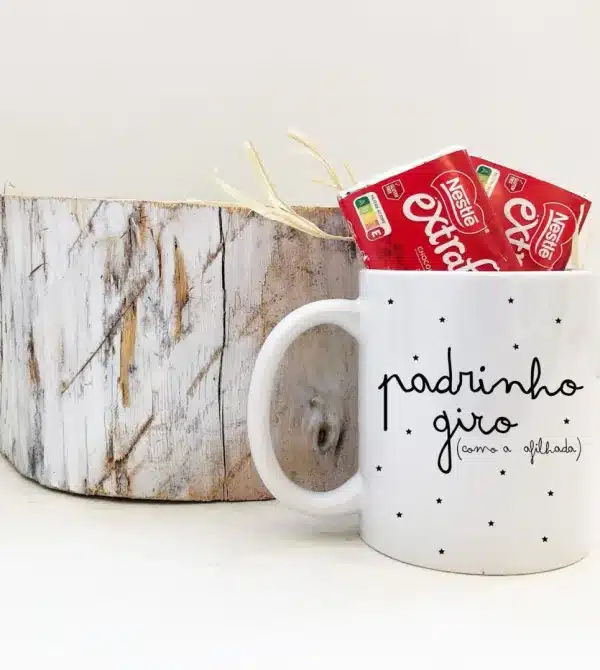 Caneca padrinho com chocolates Caneca padrinho com chocolates